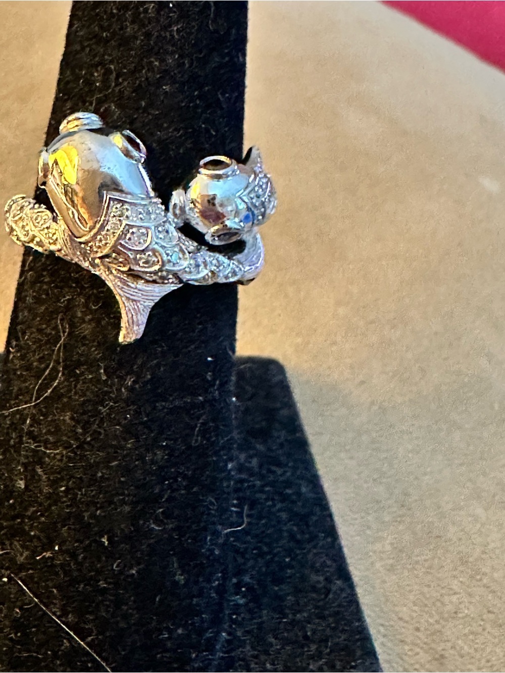 Sterling double koi ring size 7